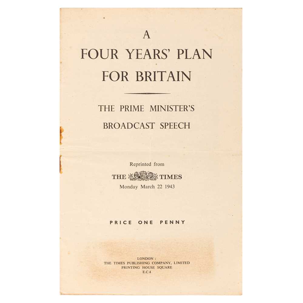 Lot 319 - Churchill (Winston Spencer) A Four Years' Plan for Britain