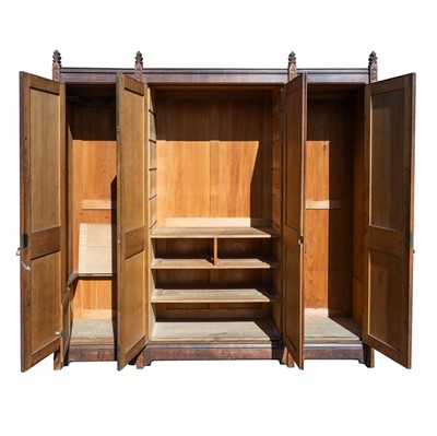 Lot 65 - A Pugin style ecclesiastical four door oak linen cupboard