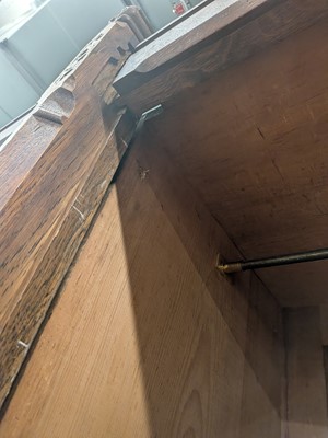 Lot 65 - A Pugin style ecclesiastical four door oak linen cupboard