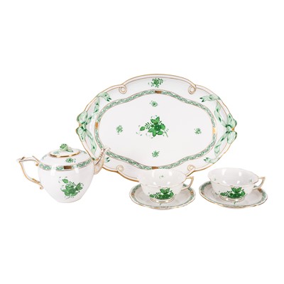 Lot 30 - A Herend Green Apponyi pattern part-cabaret set