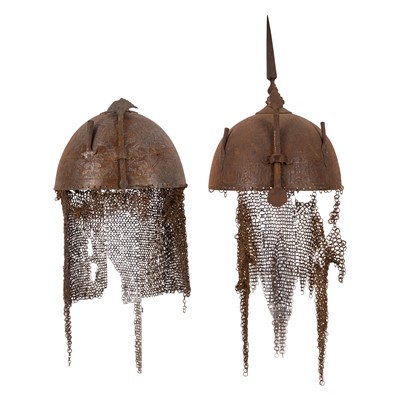 Lot 80 - Two Persian steel helmets (Kulah Khuds), Qajar, 19th century