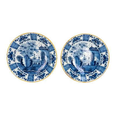 Lot 315 - A pair of Dutch Delftware blue & white plates, second half of the 18th century