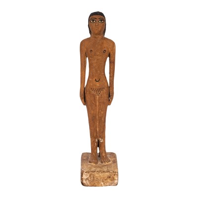 Lot 75 - Egyptian style painted wood figure of a concubine.