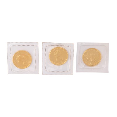 Lot 194 - A group of three Canadian 5 dollar maple leaf gold coins
