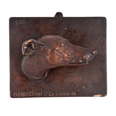 Lot 160 - D. Brucciani & Co (London) plaster plaque of a whippet