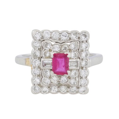 Lot 182 - A ruby and diamond ring, circa 1935