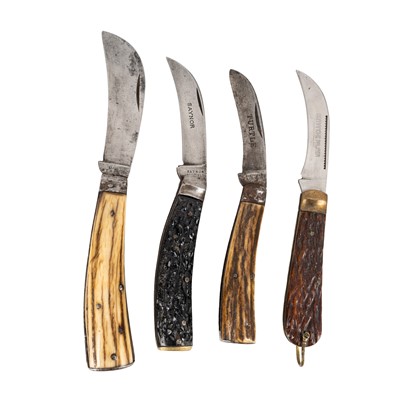 Lot 223 - A group of four horn-handled pruning knives