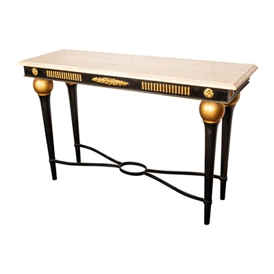 Lot 455 - An ebonised and parcel gilt console table