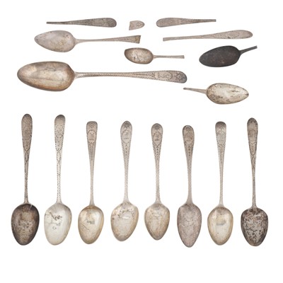 Lot 721 - A group of George III Irish sterling silver flatware, Dublin