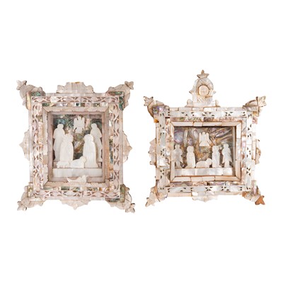 Lot 460 - Two late 19th century Jerusalem mother-of-pearl dioramas