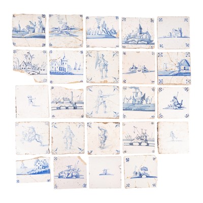 Lot 32 - A group of 18th / 19th century Delft blue & white tiles