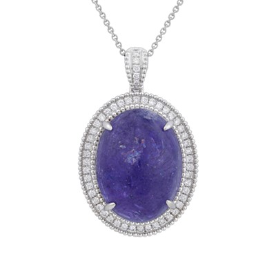 Lot 16 - A tanzanite and diamond pendant necklace