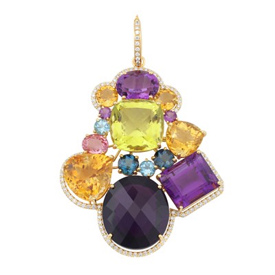 Lot 200 - A multi gem-set pendant