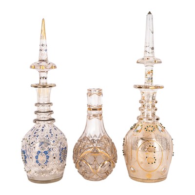 Lot 36 - Two Bohemian glass decanters made for the Ottoman market, circa 1900