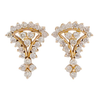 Lot 369 - A pair of diamond pendent earrings