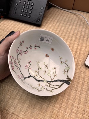 Lot 68 - A Chinese famille-rose 'blossoms' bowl, Qing dynasty, Xianfeng mark and possibly of the period