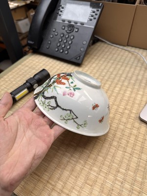 Lot 68 - A Chinese famille-rose 'blossoms' bowl, Qing dynasty, Xianfeng mark and possibly of the period