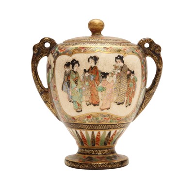 Lot 832 - A Japanese Satsuma vase and cover, Kinkozan mark, Meiji period