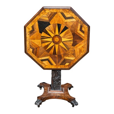 Lot 119 - A 19th century specimen wood tilt-top table