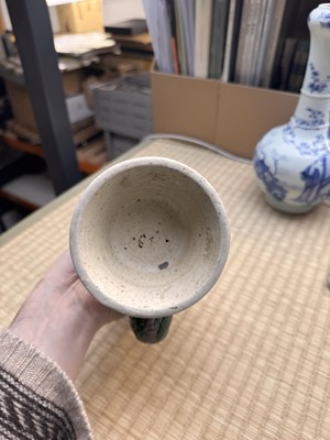 Lot 58 - A Chinese famille-verte 'dragon' Tibetan-style ewer, penba hu, 18th/19th century