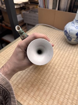 Lot 58 - A Chinese famille-verte 'dragon' Tibetan-style ewer, penba hu, 18th/19th century