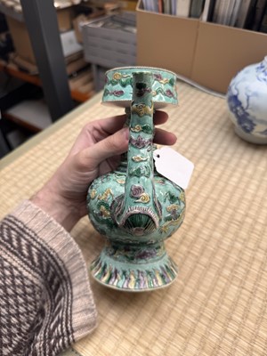 Lot 58 - A Chinese famille-verte 'dragon' Tibetan-style ewer, penba hu, 18th/19th century