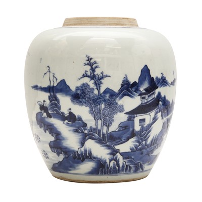 Lot 252 - A Chinese blue and white 'landscape' ginger jar, Qing dynasty, 18th/19th century