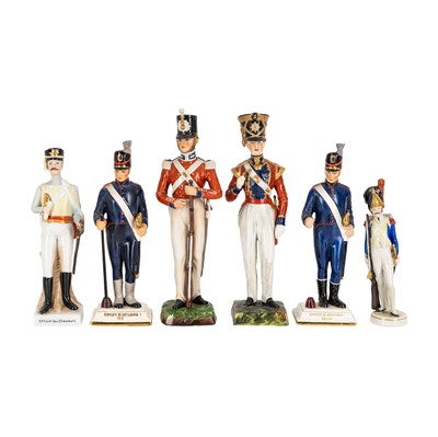 Lot 386 - A group of six porcelain military figures
