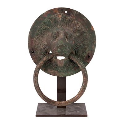 Lot 71 - A Roman bronze lion head handle