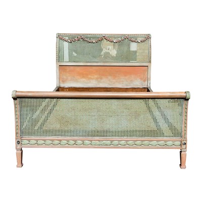 Lot 44 - A French Louis XVI style painted king size bed