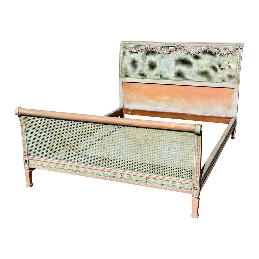 Lot 44 - A French Louis XVI style painted king size bed
