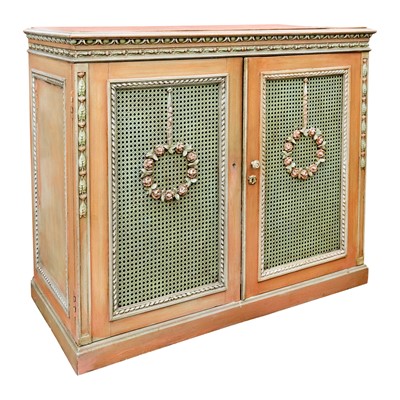 Lot 101 - A French Louis XVI style painted press cupboard