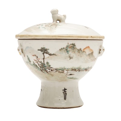 Lot 500 - A Chinese qianjiang cai stem bowl, insert and cover, Qing dynasty, 19th century