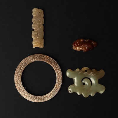 Lot 156 - Four Chinese archaistic jade carvings, 19th/20th century
