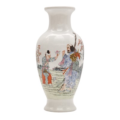 Lot 346 - A Chinese famille-rose 'figural' baluster vase, Republic period