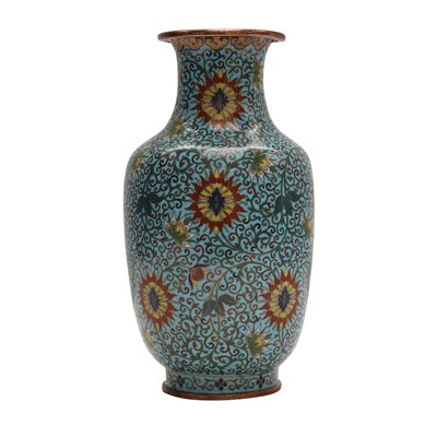 Lot 232 - A Chinese cloisonné enamel 'lotus' vase, Qing dynasty, 19th century