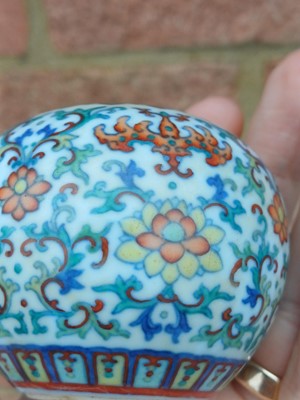 Lot 64 - ♦ A fine and rare Chinese doucai 'lotus' water pot, Qing dynasty, Qianlong mark and of the period