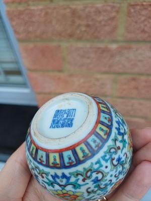 Lot 64 - ♦ A fine and rare Chinese doucai 'lotus' water pot, Qing dynasty, Qianlong mark and of the period