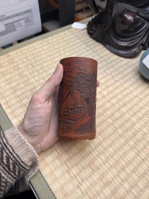 Lot 72 - A fine and rare Chinese bamboo brush pot, signed Mei Lin, Qing dynasty, 19th century