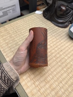 Lot 72 - A fine and rare Chinese bamboo brush pot, signed Mei Lin, Qing dynasty, 19th century