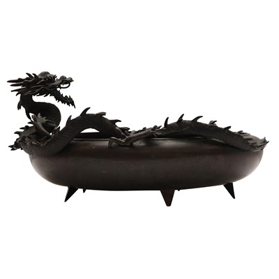 Lot 849 - A large Japanese bronze 'dragon' censer, Meiji period