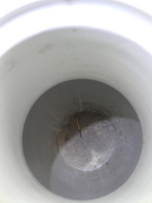 Lot 66 - A Chinese powder-blue iron-red 'carp' rouleau vase, Qing dynasty, Daoguang period