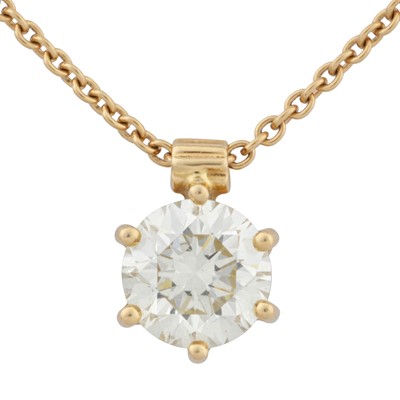 Lot 383 - A diamond single stone pendant necklace
