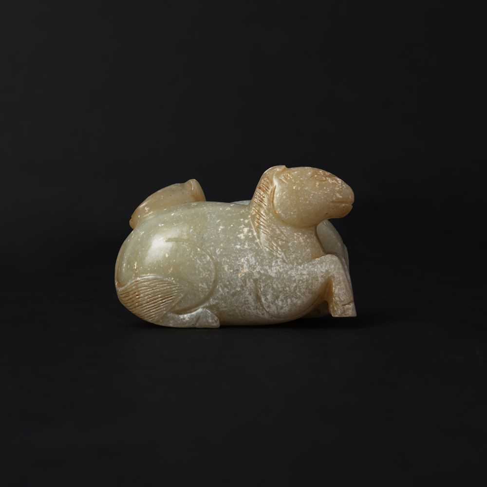 Lot 79 - A Chinese celadon jade 'horses' carving, probably Liao / Jin dynasty