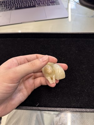 Lot 79 - A Chinese celadon jade 'horses' carving, probably Liao / Jin dynasty