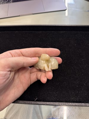 Lot 79 - A Chinese celadon jade 'horses' carving, probably Liao / Jin dynasty