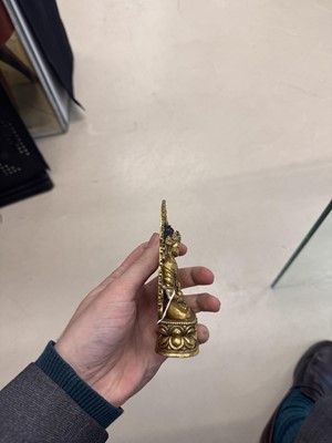 Lot 226 - A Sino-Tibetan gilt-bronze votive figure of Buddha Amitayus, Qing dynasty, 18th century