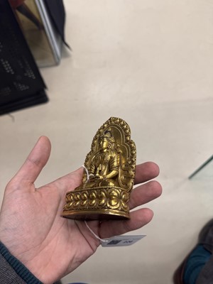 Lot 226 - A Sino-Tibetan gilt-bronze votive figure of Buddha Amitayus, Qing dynasty, 18th century
