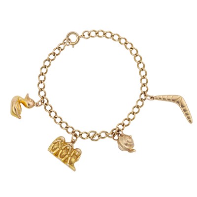 Lot 347 - A gold charm bracelet, circa 1967