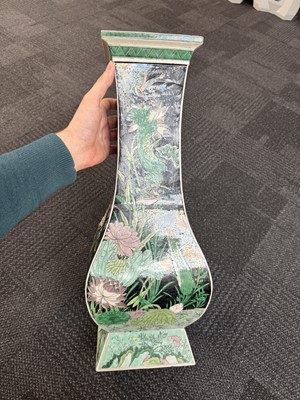 Lot 10 - A Chinese famille-noire 'birds and flowers' vase, Qing dynasty, Kangxi period
